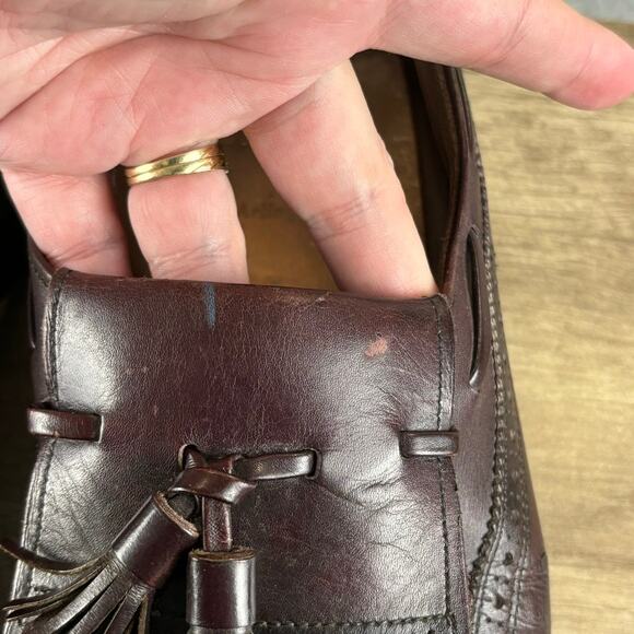 Allen Edmonds Mens 11 Arlington Burgundy Wing-tipped Kiltie Tasseled Shoe Loafer - Picture 5 of 13